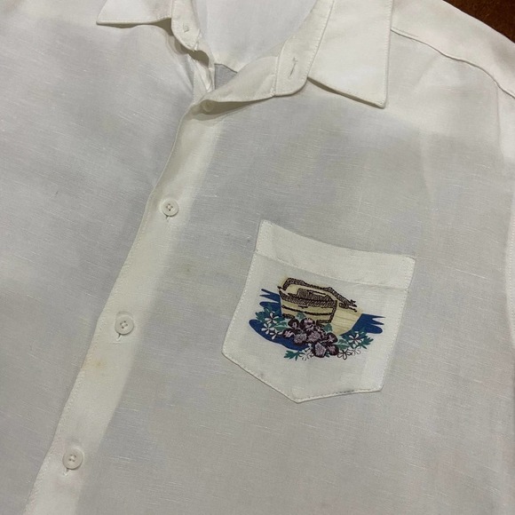 Cubavera Tropical Linen Rayon Blend Cream Button Front Men's Shirt Sz XL - Picture 3 of 9
